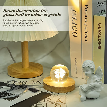 LED Light Base Wooden Display Stand 16 Pack USB Powered Warm White Light Base for 3D Crystal Glass Resin Art Trophy Figurine Night Light Display Pedestal Party Favor Gift Wood Color