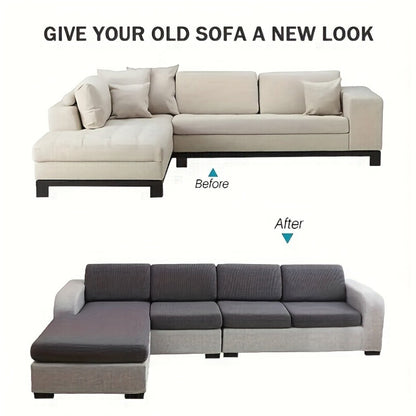 Jacquard Stretch Sofa Cover Set 6pcs Leaf Pattern High Elasticity Furniture Protective Cover with Elastic Band Easy Install Removable Washable Concubine Style Cushion Cover Home Decor Multiple Colors
