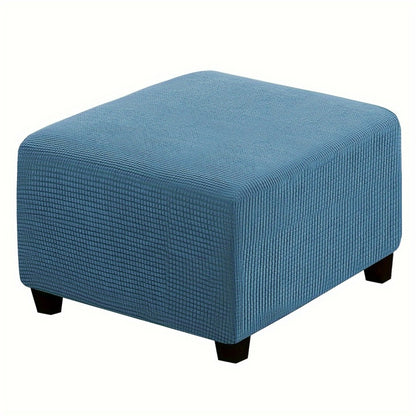 Square Ottoman Cover Elastic Stretch - Polar Fleece Footstool Slipcover with Elastic Band Closure Machine Washable for Home Office Decor, 6 Colors L XL