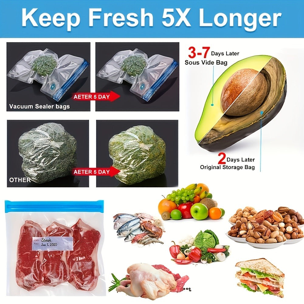Handheld Vacuum Sealer Machine for Food Storage Portable Food Vacuum Preservation Device with 15 or 30 Vacuum Bags – Powerful Compact Vacuum Sealing Machine for Freshness