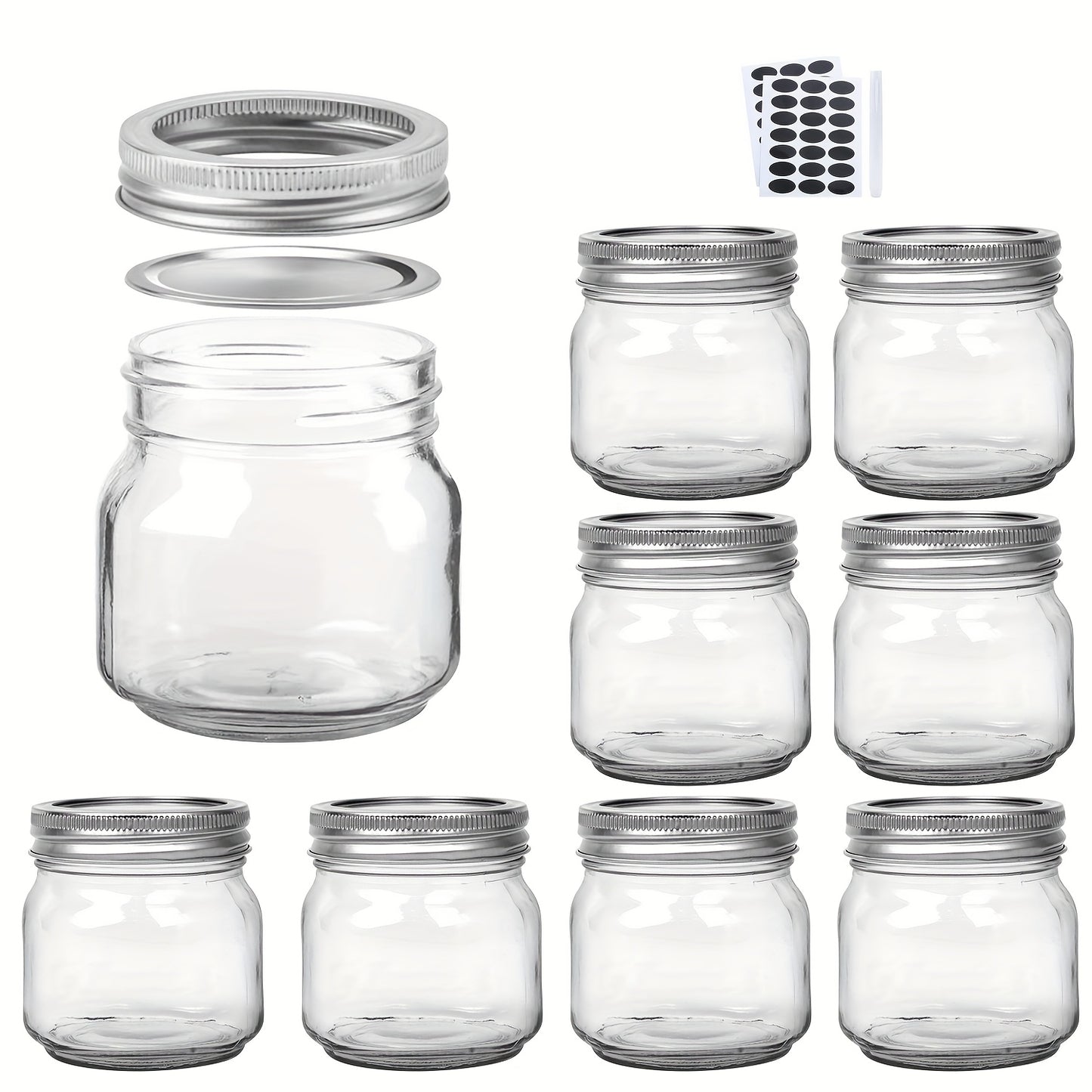 Mason Jars 8oz Glass Jars with Lids – 9/18/27/36 Pack Regular Mouth Canning Jars for Storage, Spices, Jelly, Jam, Honey & Caviar | Dishwasher Safe Spiral Lid Kitchen Storage Containers Set