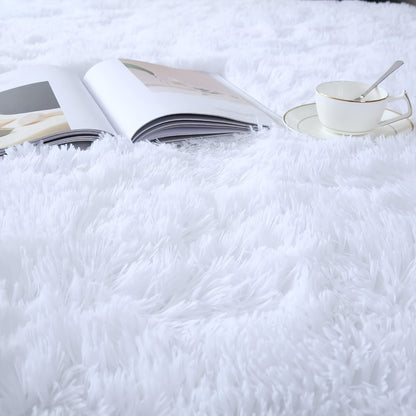 Fluffy Area Rug White Soft High Pile Washable Non-Slip | Plush Shaggy Carpet for Living Room Bedroom Dorm | Large Rectangle Indoor Rug 5x8 6x9 8x10 ft | Holiday Home Decor Gift