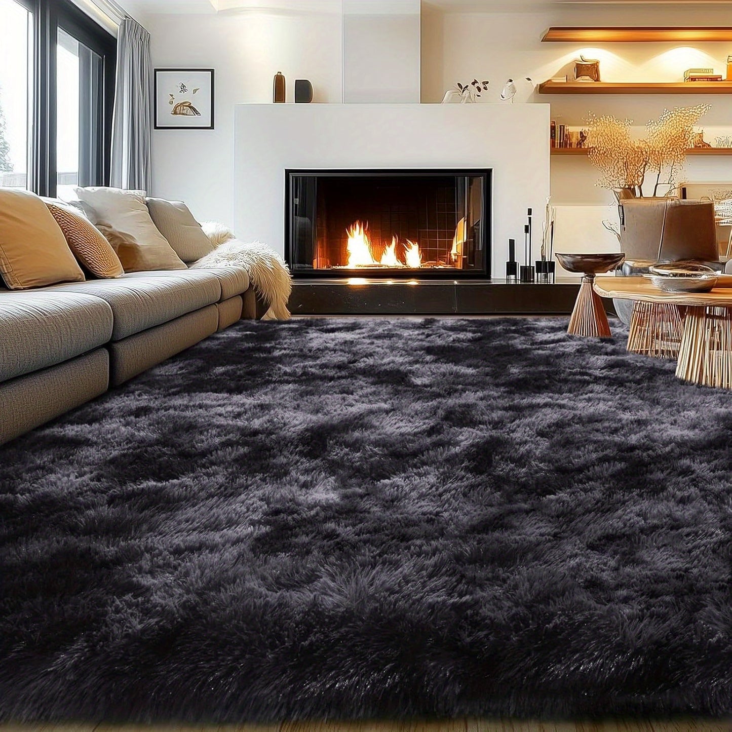 Fluffy Shag Area Rug 8x10 Feet – Ultra Soft Plush Non-Slip Large Living Room Rug, Fuzzy Bedroom Carpet for Teen Dorm, Study Room & Home Decor – Multiple Colors