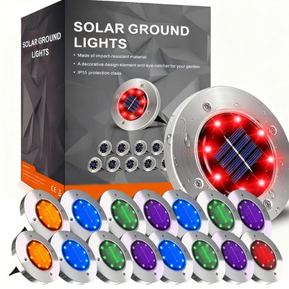 Solar Ground Lights Outdoor LED Path Lights Waterproof - Stainless Steel In-Ground Solar Lights for Lawn Driveway Courtyard Garden Pathway, Warm & Cool White Landscape Lighting Pack Options