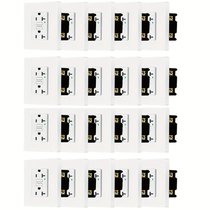 GFCI Outlet 20 Amp Tamper Resistant WR Weather Resistant with Wall Plate ETL Listed LED Indicator Test Reset Button Ground Fault Circuit Interrupter for Bathroom Kitchen Garage 2 4 6 10 20 Pack Black White
