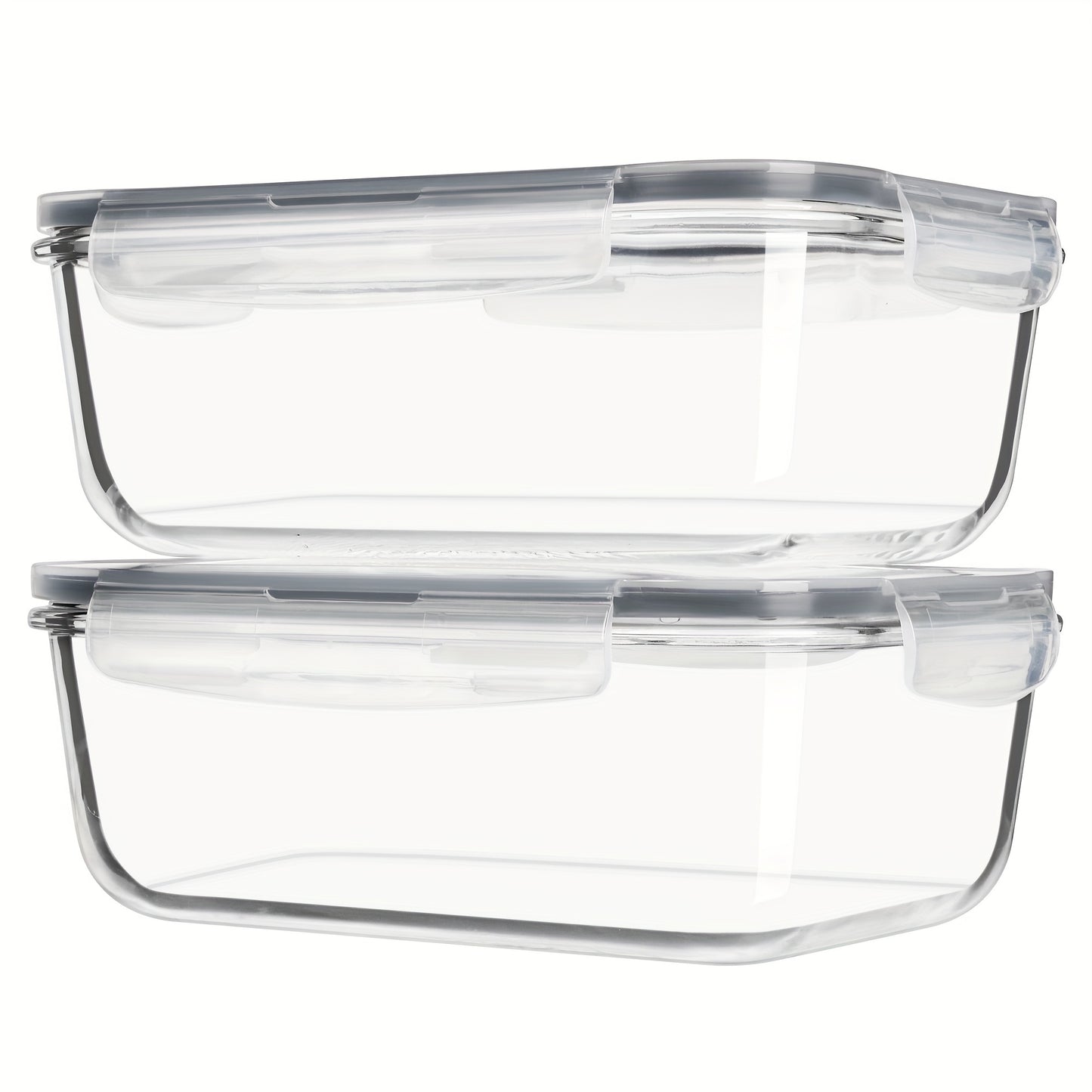 Glass Food Storage Containers with Lids 2 Pack – 63oz Large Airtight Snap Lock Meal Prep Containers, Leak Proof Glass Dish with Lid for Oven, Microwave & Refrigerator, Food Transport Tubs