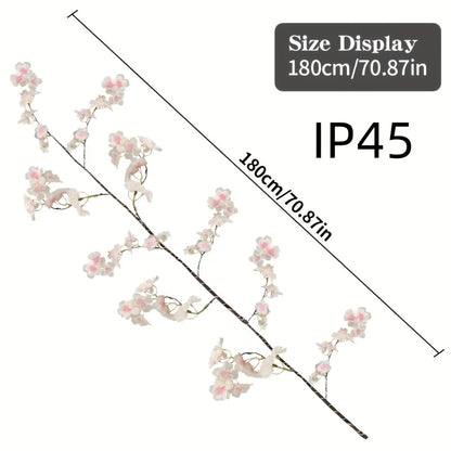 Cherry Blossom Fairy Light Garland 100 LED USB Powered – 180cm Artificial Flower String Lights for Wedding, Christmas, New Year, Spring & Home Wall Decor, Warm White IP45