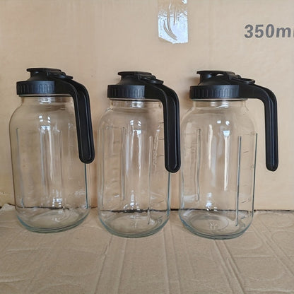 Glass Pitcher 64oz Mason Jar with Lid and Pour Spout - 2 Quart Wide Mouth Leak Proof Glass Jug for Fridge Iced Tea Sun Tea Lemonade and Juice, Creamer Container for Coffee and Breast Milk Storage, Available in 2 or 3 Pack