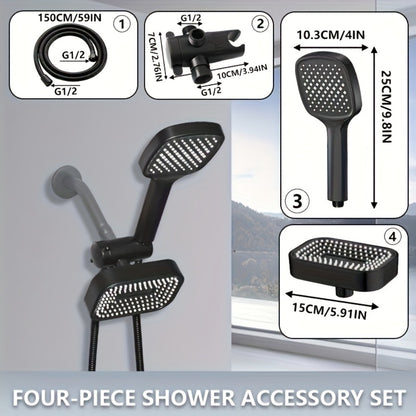 2-in-1 High Pressure Handheld Shower Head Set with Rain Showerhead – Long Hose T-Valve ABS Wall Mount Bathroom Upgrade