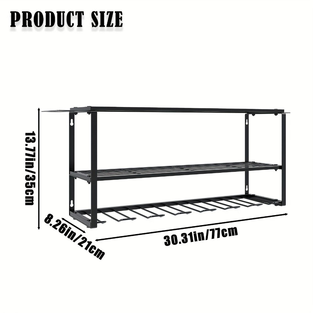 Wall Mount Power Tool Storage Rack, Heavy-Duty 150 Lb Steel 3-Tier & 4-Tier Garage Tool Organizer with 7 Bit Holders – Workshop Shed Basement Wall Storage