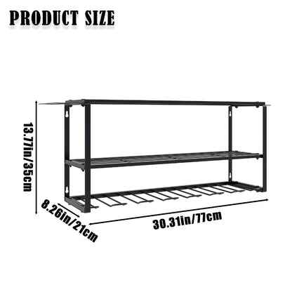 Wall Mount Power Tool Storage Rack, Heavy-Duty 150 Lb Steel 3-Tier & 4-Tier Garage Tool Organizer with 7 Bit Holders – Workshop Shed Basement Wall Storage