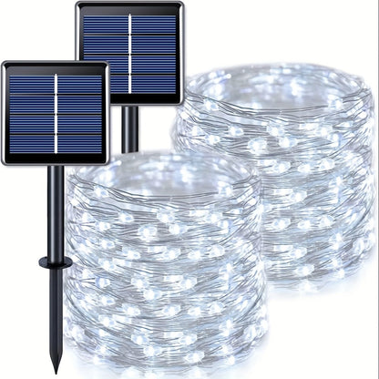 Solar Fairy String Lights Outdoor – 110 LED Copper Wire Solar Twinkle Lights with 8 Modes & Touch Control for Christmas Tree, Garden, Patio, Wedding & Party – 2, 4 or 8 Pack