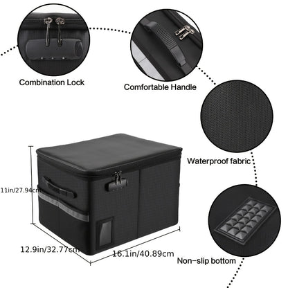 Fireproof File Box with Combination Lock - Collapsible Fireproof Document Organizer Filing Cabinet with Handle for Letter Legal Size Folders Certificates Home Office