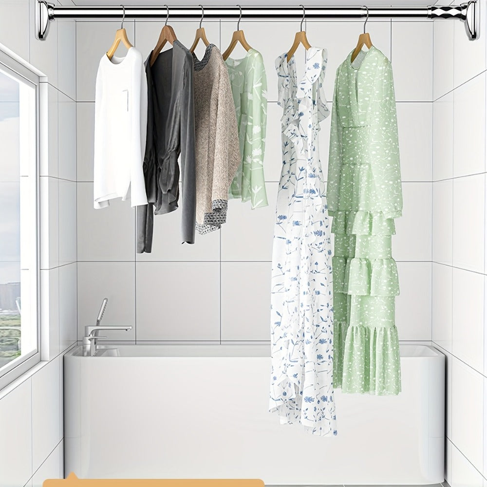 Telescopic Curtain Rod No Drill 15.75"-196.85" Adjustable Shower Curtain Rod 33mm for Large Windows