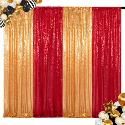 Sequin Backdrop Curtain 4 Panels 2FTx8FT – Shimmer Glitter Background for Wedding Party Photo Booth Decoration