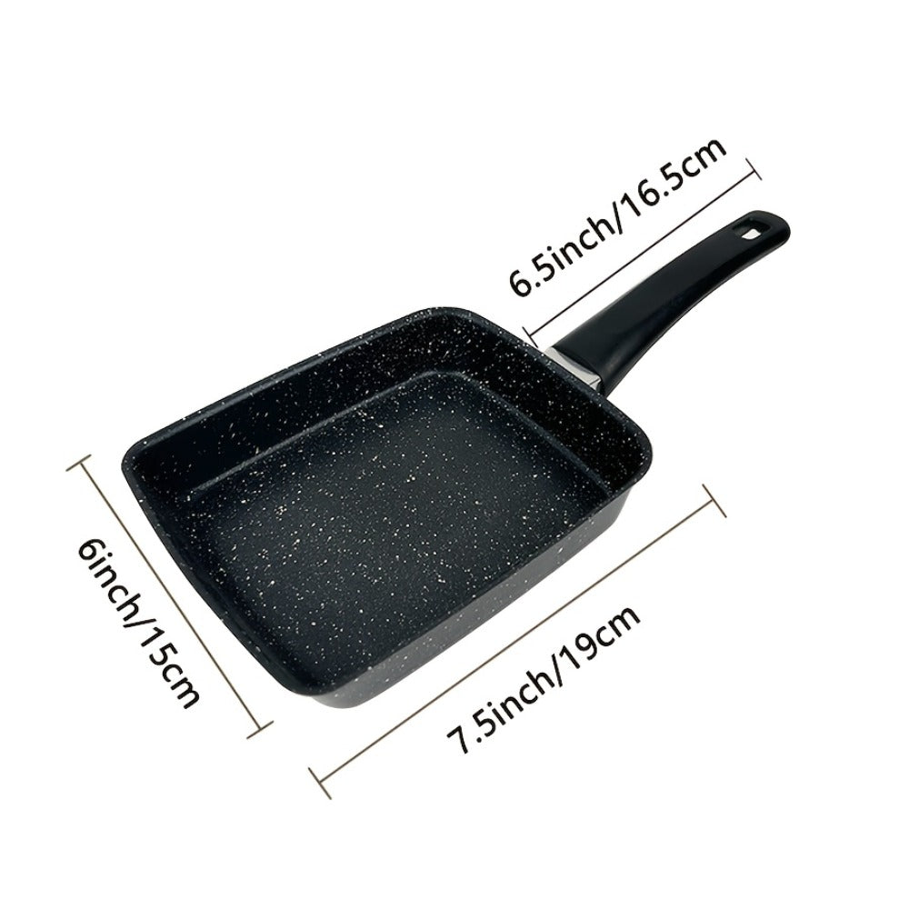 Tamagoyaki Pan Japanese Nonstick Rectangular Egg Pan for Omelettes & Rolls – Induction Halogen Compatible Dishwasher Safe Wooden or Plastic Handle with Optional Silicone Spatula