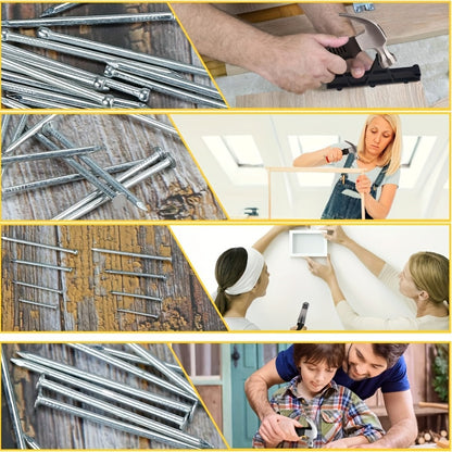 Claw Hammer & 700-Piece Nail Kit – 8oz or 16oz Forged Steel Magnetic Hammer with Galvanized Picture Hanging & Finishing Nails, Home Repair & DIY Wall Hanging Tool Set