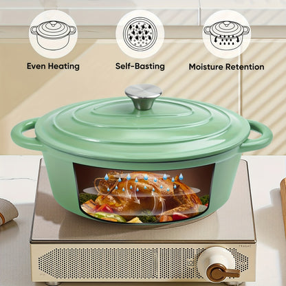 Enameled Cast Iron Dutch Oven 4.5QT with Lid & Dual Handles - Even Heat Distribution, Non-Stick Enamel Interior, for Bread Baking, Slow Cooking, Braising & Roasting, Compatible with All Stovetops & Oven