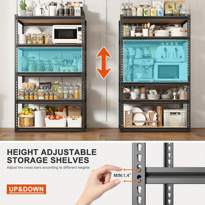 Heavy Duty Metal Garage Shelving Unit 72"H - Adjustable Steel Storage Shelf Rack for Garage, Basement & Warehouse