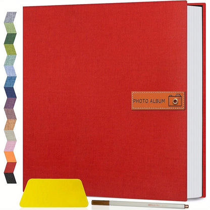 Self Adhesive Photo Album Scrapbook – Large Linen Cover Memory Book for 4x6 5x7 8x10 Photos, DIY Picture Book with Metal Pen, Gift for Mom, Baby, Wedding, Valentine's Day & Mother's Day, 40 & 60 Pages