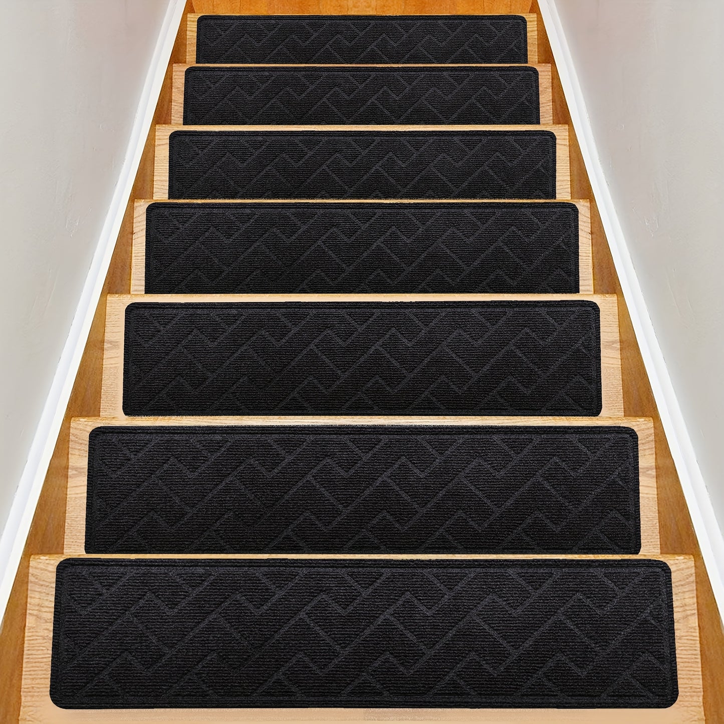Non-Slip Stair Treads 15pcs 8"x30" Self-Adhesive Carpet Pads for Wooden Steps – Washable Polyester Indoor Stair Mats for Safety, Anti-Slip Step Covers in Multiple Colors