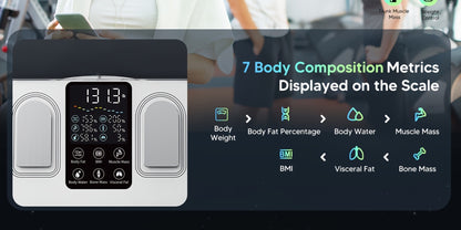Smart Body Fat Scale with Handle, 8-Electrode Full Body Composition Analyzer, BMI Muscle Mass Monitor, Digital Weight Scale with APP Sync & LED Display for Home Gym Fitness Tracking