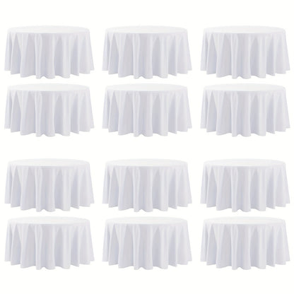 120 Inch Round Tablecloth Bulk Pack – Wrinkle-Free Table Cover for Wedding, Party, Christmas & Halloween, Black or White (6/12/18 Pack)