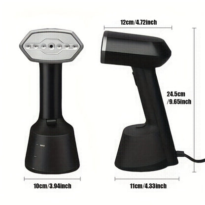 Handheld Garment Steamer for Clothes 30-Second Heat-Up 9.13oz Large Water Tank Ergonomic Grip Removable Base Compact Wrinkle Remover for Shirts Blouses Dresses Home Travel Black