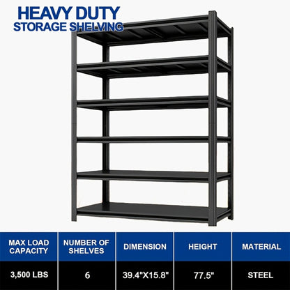 Heavy Duty Metal Shelving Unit 5-Tier - Powder-Coated Steel Storage Rack, 2500 LBS Capacity, Adjustable Height, No-Tool Assembly, for Garage, Basement & Warehouse Organization