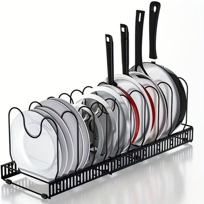 13-Shelf Metal Kitchen Storage Rack Organizer – Extendable Cookware & Utensil Shelf for Cabinet, Countertop, Sink – Freestanding Kitchen Cabinet Organizer with Golden Tube Design