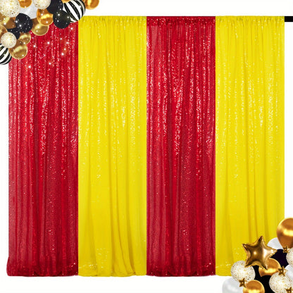 Sequin Backdrop Curtain 4 Panels 2FTx8FT – Shimmer Glitter Background for Wedding Party Photo Booth Decoration