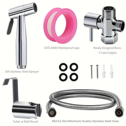 Wall-Mounted Handheld Spray Gun Set with Bracket, Teflon Tape & Flexible Hose – Bathroom Bidet Sprayer for Toilet, Sink, Garden & Pet Washing