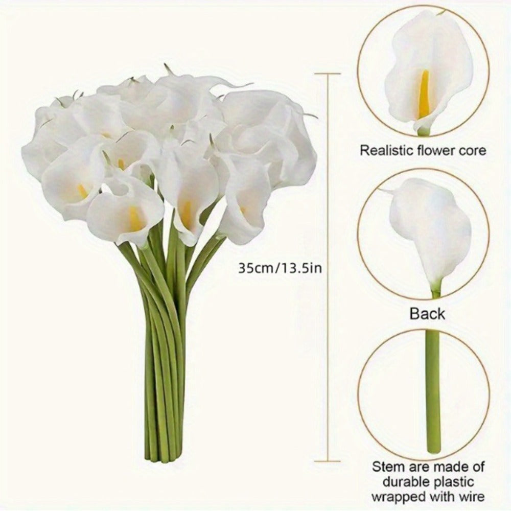 Eternal Lotus Flower Bouquet 20pcs – Horseshoe Lotus Artificial Flowers for Wedding Decoration, Home Floral Arrangements, Outdoor & Festival Decor – White, Black, Red & Orange (No Vase)