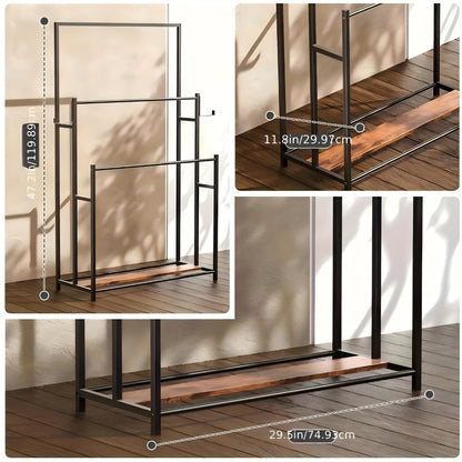 Towel Rack Freestanding 47 Inch Tall 3-Tier Floor Standing Towel Holder for Bathroom Bedroom Pool Outdoor - Oversized Bath Towel Drying Stand for Blankets Quilts Beach Towels Hot Tub Gym