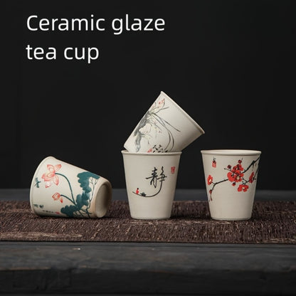 8pcs Chinese Ceramic Tea Cup & Saucer Set, Porcelain Kung Fu Tea Set for Tea Lovers, Wedding Favors, Cultural Gifts
