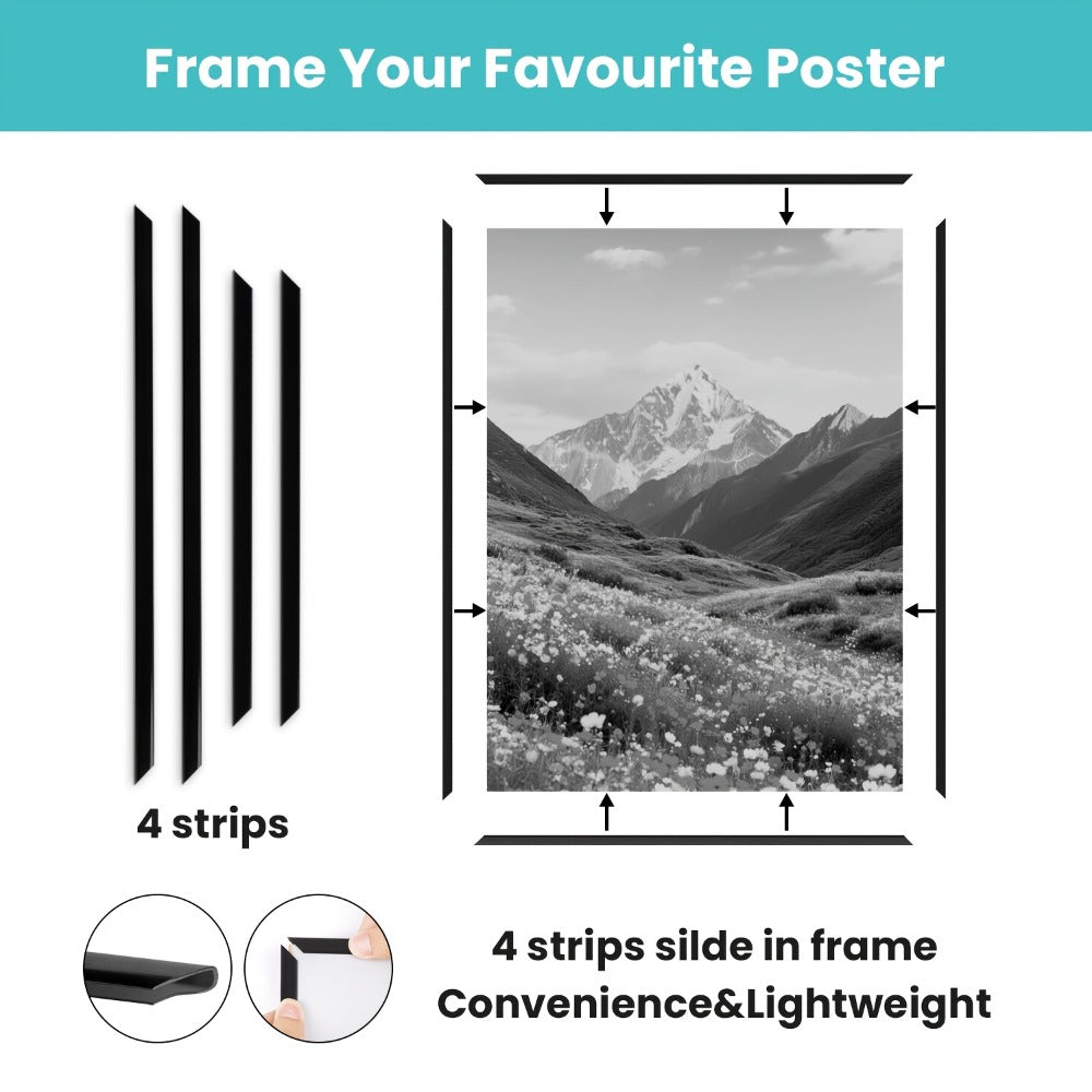 Poster Frame 24x36 Black 3 Pack, Slide-In Picture Frames for Horizontal or Vertical Wall Mounting, Scratch-Proof Lightweight Gallery Wall Photo Frame for Art Prints Diplomas