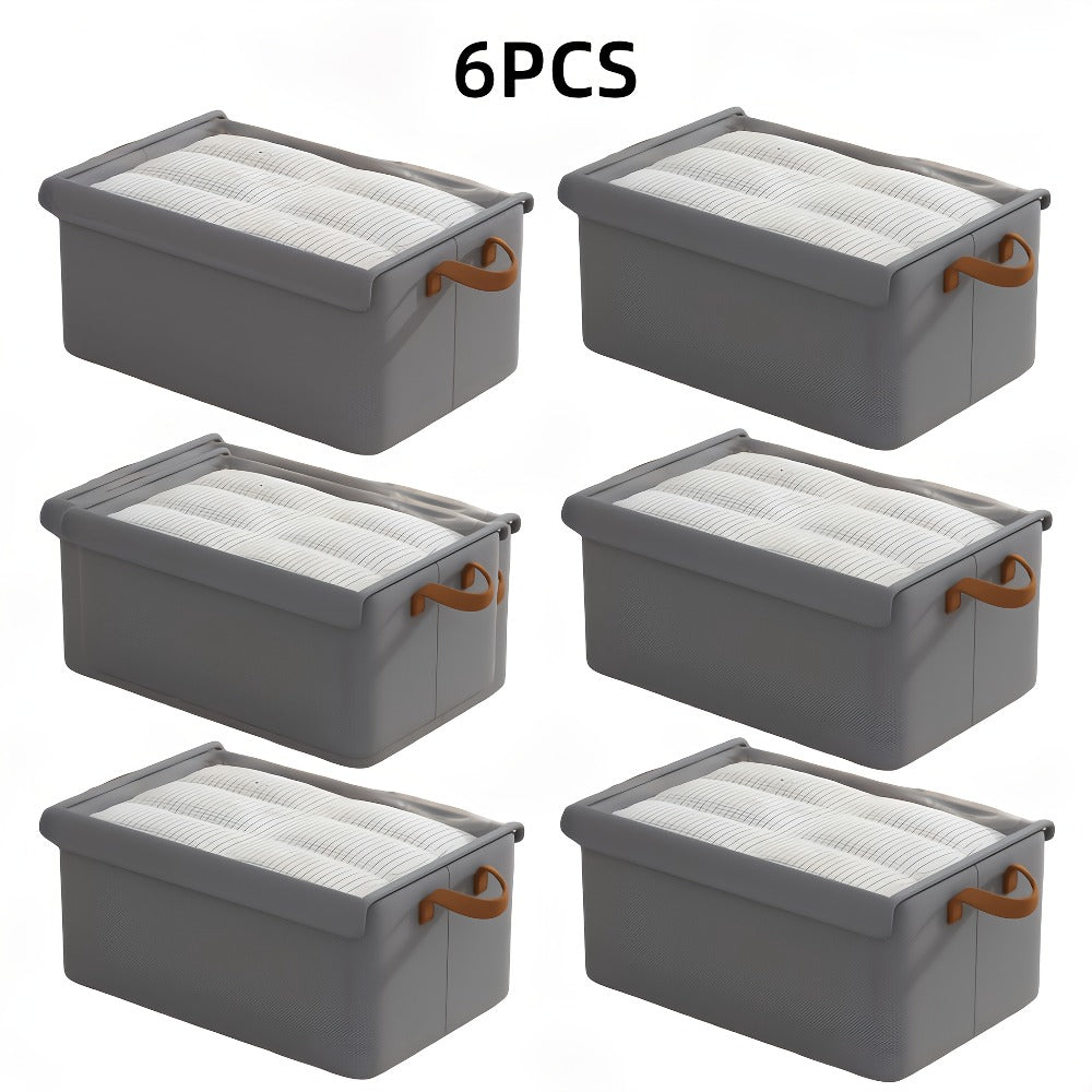 Foldable Storage Boxes with Clear Lids & Handles Large Collapsible Organizer Bins for Clothes, Blankets & Bedding – Bedroom, Wardrobe & Under Bed Storage, 4 or 6 Pack