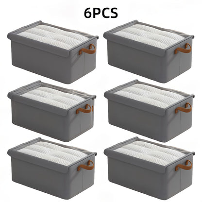 Foldable Storage Boxes with Clear Lids & Handles Large Collapsible Organizer Bins for Clothes, Blankets & Bedding – Bedroom, Wardrobe & Under Bed Storage, 4 or 6 Pack