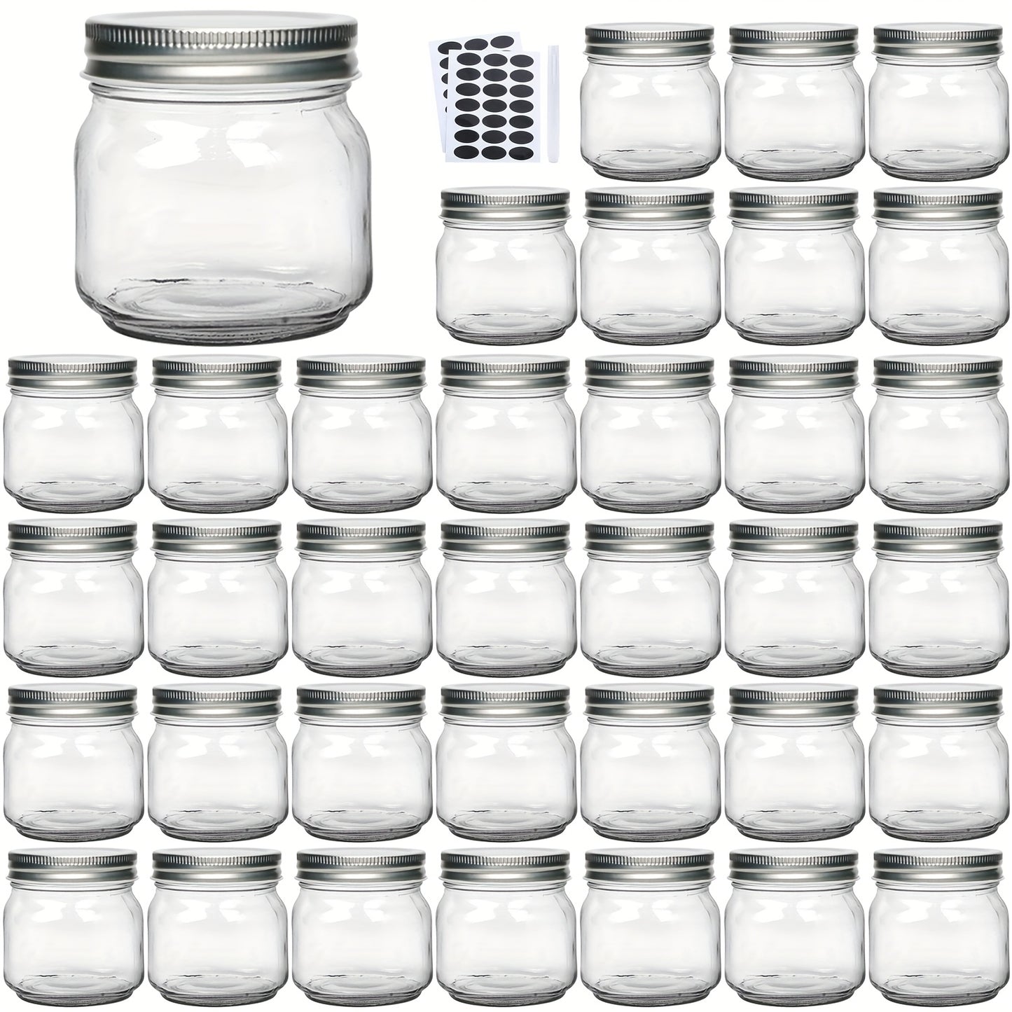 Mason Jars 8oz Glass Jars with Lids – 9/18/27/36 Pack Regular Mouth Canning Jars for Storage, Spices, Jelly, Jam, Honey & Caviar | Dishwasher Safe Spiral Lid Kitchen Storage Containers Set