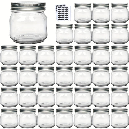 Mason Jars 8oz Glass Jars with Lids – 9/18/27/36 Pack Regular Mouth Canning Jars for Storage, Spices, Jelly, Jam, Honey & Caviar | Dishwasher Safe Spiral Lid Kitchen Storage Containers Set
