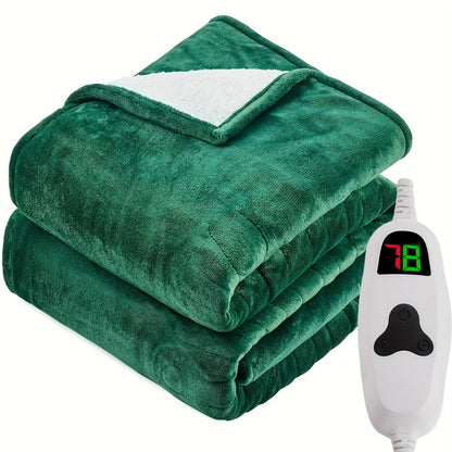 Electric Heated Blanket Dual Zone Independent Temperature Control A/B Zones | 10 Heating Levels Soft Flannel Fast Heating Blanket with Dual Controllers Auto Shut-Off 1/2/4/6/8 Hours Throw Full Size