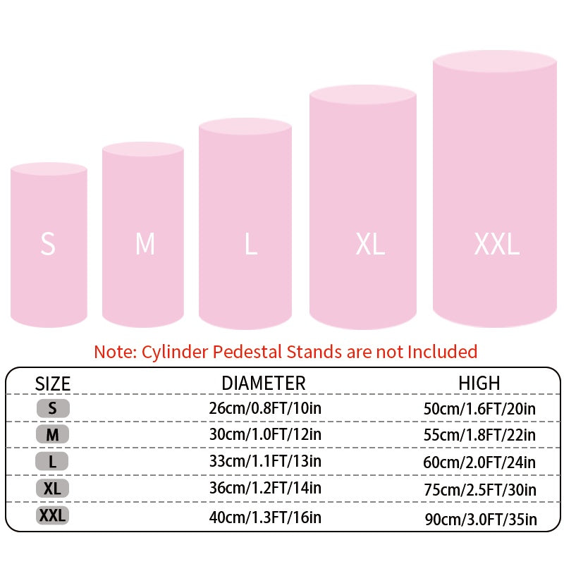 Cylinder Pedestal Stand Covers 5pcs – Stretch Fabric Pillar Covers for Wedding Party Birthday Baby Shower Dessert Table Backdrop Decor White Pink
