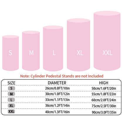 Cylinder Pedestal Stand Covers 5pcs – Stretch Fabric Pillar Covers for Wedding Party Birthday Baby Shower Dessert Table Backdrop Decor White Pink