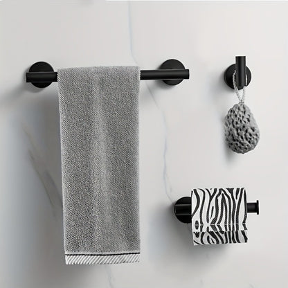 5-Piece Bathroom Hardware Set SUS304 Stainless Steel 24" Towel Bar Towel Ring Toilet Paper Holder Robe Hooks Black Silver Gold