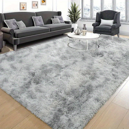 Gradient Color Soft Area Rug - Washable Anti-Slip Shaggy Fluffy Carpet for Living Room & Bedroom | Modern Machine-Made Floor Mat in Extra Large Sizes | Cozy Plush Rug in Multiple Colors