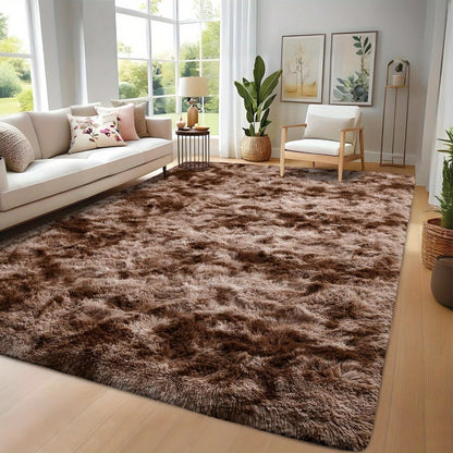 Tie-Dye Shaggy Fluffy Area Rug Non-Slip Machine Washable – Soft Plush Fuzzy Carpet for Bedroom, Living Room, Hallway & Dorm – 6 Colors, 4 Sizes: 2x6, 3x5, 6x9, 8x10 Ft