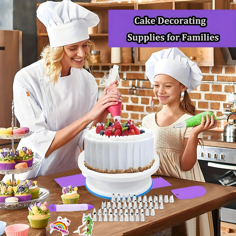 Piping Bags and Tips Set 492pcs Complete Cake Decorating Kit with Turntable Frosting Spatula Chocolate Mold Baking Tools for Beginners Professionals