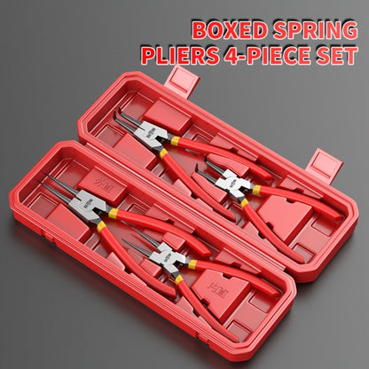 Snap Ring Pliers Set 4pcs - 7 & 9 Inch Straight Curved Jaw Internal External Circlip Pliers Spring Loaded Precision Retaining Ring Tool with Storage Box or Bag