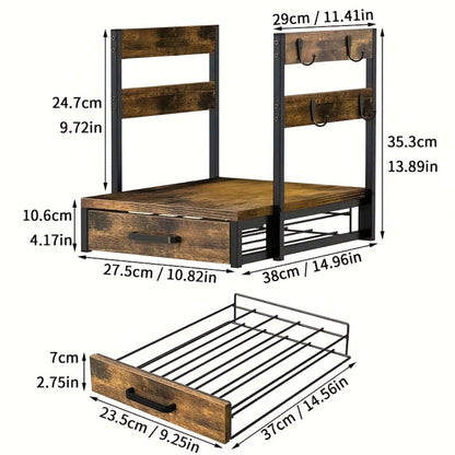 Coffee Pod Holder and Mug Rack - K Cup Capsule Organizer 70 Capacity Single Double Layer Coffee Machine Stand Countertop Storage | Rustic Brown | Kitchen Coffee Bar Organizer Gift