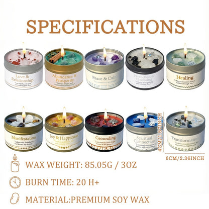 Manifestation Candles Scented Soy Wax with Crystal & Guidance Card for Meditation Yoga Focus | Law of Attraction Abundance Candle | Christmas Birthday Gift for Women